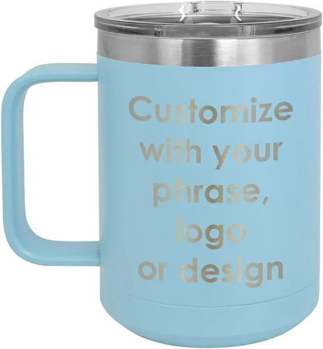 Miniatura 19 de Personalizado Negro 15 oz taza de café w/tapa deslizante superior Añadir su texto personalizado con nombres, frase, diseño o logotipo