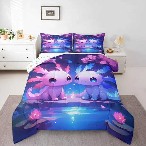 Miniatura 43 de Feelyou Juego de edredón de castillo rosa para niños, tamaño individual, juego de ropa de cama de princesa para niños y niñas, inserto de edredón