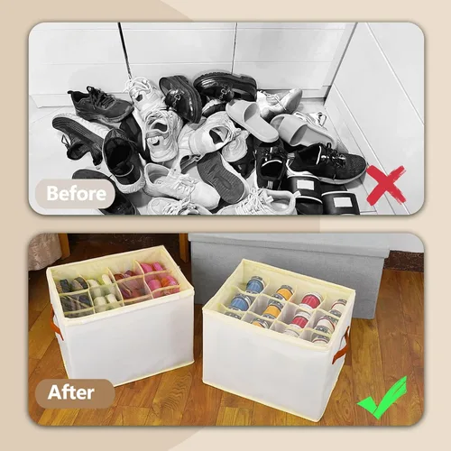 Miniatura 8 de Patinao Caja organizadora de almacenamiento de zapatos para armario - Contenedores recipientes de zapatos ahorradores de espacio con tapas