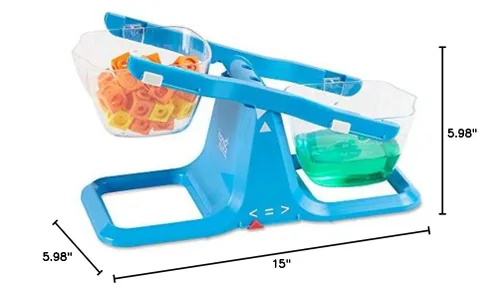 Miniatura 8 de hand2mind Balanza de cubo ajustable azul, báscula de balanza de cubo doble transparente para líquidos y sólidos, báscula para niños fácil de montar
