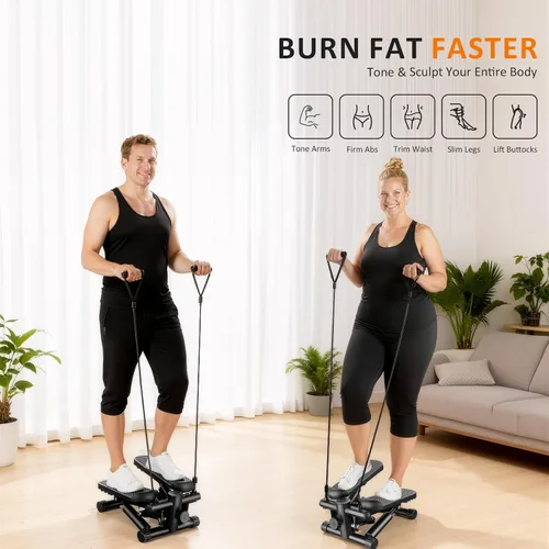 Miniatura 5 de Stair Stepper with Resistance Bands for Home Exercise, Mini Stepper Machine for Indoor Fitness, Portable Home Gym Stepper for Full Body Workout