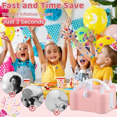 Miniatura 4 de 4-in-1 Electric Balloon Pump for All Balloons,Portable Dual Nozzle 600W Air Pump for Balloons,High Power Balloon Blower for Latex Foil 260q Mylar