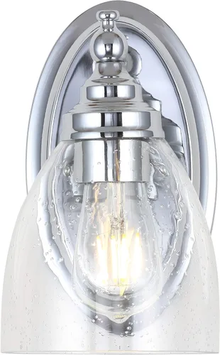 Miniatura 8 de JONATHAN Y Lámpara de pared LED cromada de 5.5 pulgadas, cableado para baño, pantalla de vidrio transparente con semillas, iluminación de pasillo
