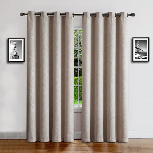 Miniatura 18 de Warm Home Designs 1 par (2 paneles) de cortinas opacas de carbón gris con patrón de flores de damasco texturizado en relieve. Cada panel de cortina