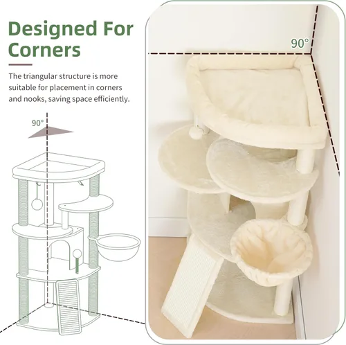Miniatura 2 de Gitelsnour Árbol esquinero para gatos de interior, torre para gatos con todos los postes rascadores de sisal, condominio para gatos de varios