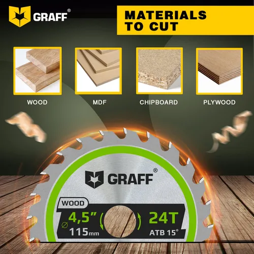 Miniatura 4 de GRAFF Hoja de sierra circular de 4-1/2 pulgadas, hoja de sierra para amoladora de 24 dientes para madera, madera contrachapada, paneles de yeso