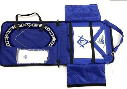 Masonic Regalia Blue Lodge Master Mason + delantal + collar + guantes + estuche- Paquete, Negro -