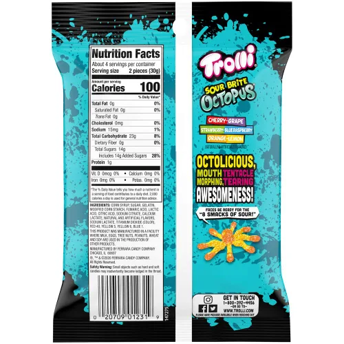 Miniatura 2 de Trolli Gusanos de gomita de pulpo Sour Brite, 4.25 onzas