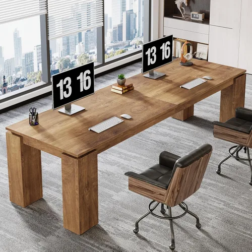 Tribesigns Escritorio de madera para dos personas de 86 pulgadas, moderno escritorio doble para computadora, mesa de estación de trabajo extra larga