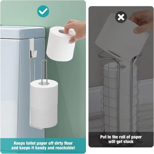 Miniatura 36 de Conworld Soporte de pared para almacenamiento de papel higiénico, dispensador portarrollos de papel higiénico sobre el tanque de reserva