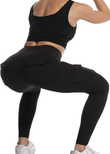 Miniatura 2 de COMFY ONE Leggings cargo con bolsillos para mujer, cintura alta, elásticos, pantalones de yoga