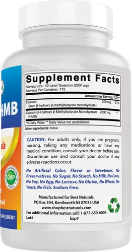 Miniatura 6 de Best Naturals HMB (Beta-hidroxi beta-metilbutirato) polvo puro 8 oz