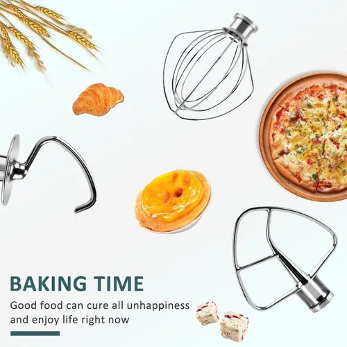 Miniatura 7 de Accesorios de mezclador de cocina de acero inoxidable K45DH recubierto de gancho de masa y accesorios mezcladores de cocina K45b batidor plano