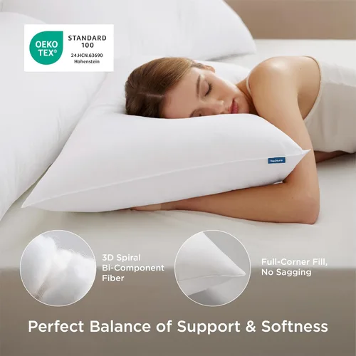 Miniatura 3 de Bedsure - Juego de 2 almohadas estándar para dormir, tamaño estándar para cama, suaves y con soporte, calidad de hotel, relleno original alternativo