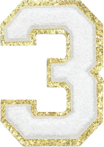 Miniatura 19 de GYGYL - 3 parches de letras deportivas de felpilla con purpurina, parches para planchar de tamaño grande para decoración de disfraces