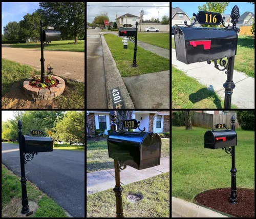 Miniatura 3 de Charleston Buzón y sistema de correos – Buzón negro resistente a la corrosión – Incluye placa de dirección, números, desplazamiento y accesorios