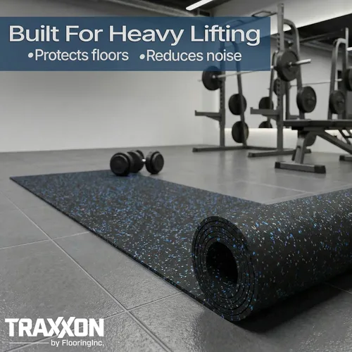 Miniatura 6 de Rollo de piso de goma resistente de 1/4" de espesor de Floor Inc Tapetes de piso de goma reciclada flexibles para gimnasio en casa Tapete