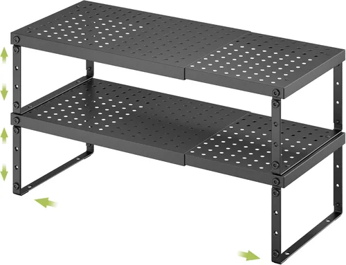 Miniatura 8 de RUILALIFE Estante organizador de gabinete expandible con altura ajustable, estante organizador de encimera de cocina apilable, elevador de estante