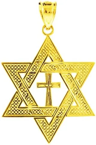 Miniatura 3 de Colgante de oro de 14 quilates con forma de estrella de David Cruz mediano