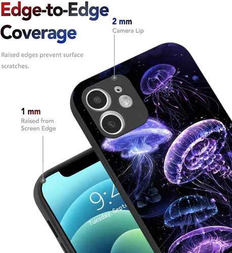 Miniatura 3 de Funda morada para iPhone 13 Pro Max, diseño de medusas marinas para niñas y mujeres, con funda de TPU suave para iPhone 13 Pro Max de 6.7 pulgadas