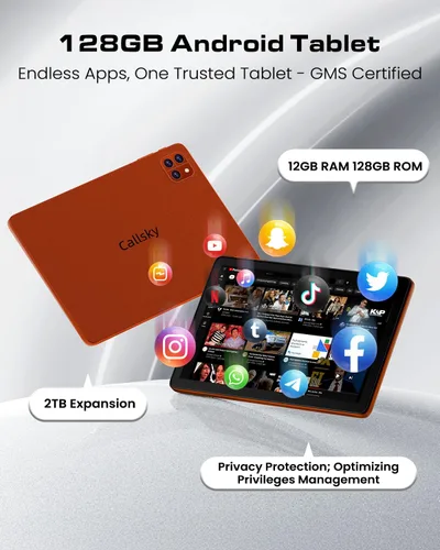 Miniatura 3 de Callsky-Tab Tableta: Tablet de 10 pulgadas, tabletas Android, 12GB RAM 128GB ROM, procesador Octa-core, pantalla IPS HD, Widevine L1, WiFi 6