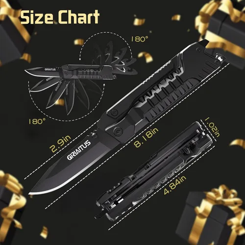 Miniatura 4 de Regalos de multiherramienta para hombres, rellenos de calcetines de Navidad para papá de hija e hijo, cuchillo multiherramienta 17 en 1 EDC,