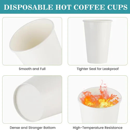 Miniatura 3 de vivigu Tazas de café – Paquete de 300 vasos de papel de 10 onzas, taza de café de papel desechable para bebidas calientes y frías, tazas calientes