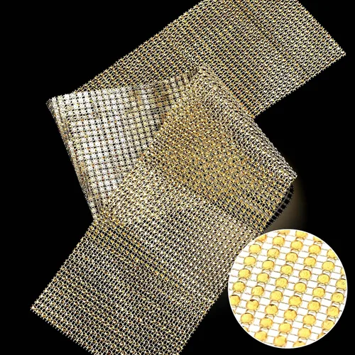 Miniatura 4 de Cinta de malla de diamantes brillantes de 20 yardas, cinta de malla con diamantes de imitación, 24 filas para decoración de eventos, pasteles