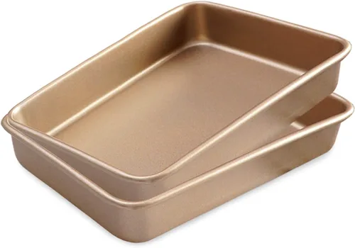 Paquete de 2 bandejas para hornear de 11 pulgadas, bandeja para hornear de tamaño profundo antiadherente, bandeja para galletas, brownies, pasteles,
