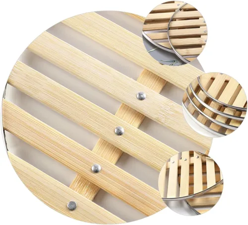 Miniatura 4 de Estante de vapor de bambú, paquete de 2 unidades de acero inoxidable de 11.8 pulgadas y soporte de vapor de bambú natural para ollas arroceras al