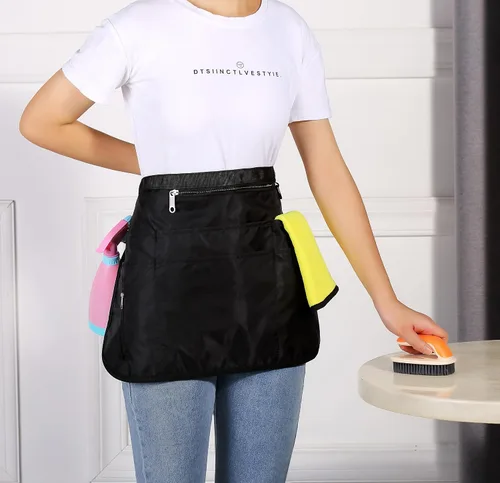 Miniatura 2 de Bafelia Delantal de limpieza para mujer con 7 bolsillos, delantal profesional impermeable para trabajo de limpieza