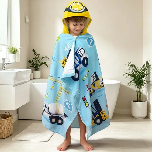 Miniatura 6 de Toalla de baño/piscina/playa con capucha, para bebés, niños y niñas de 3 a 12 años, tamaño extra grande, 30 x 50 pulgadas, algodón absorbente súper