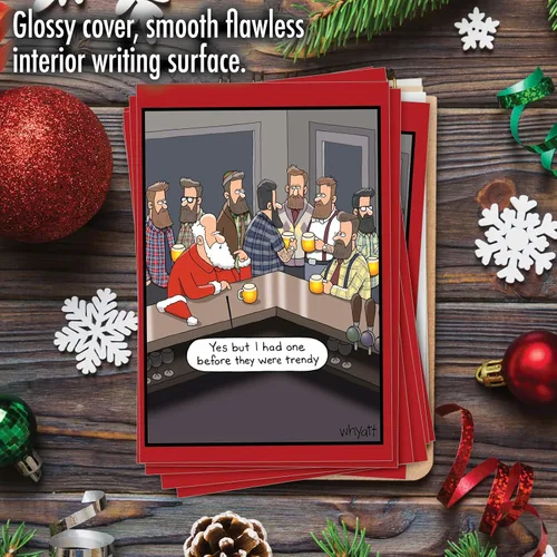 Miniatura 3 de NobleWorks - 12 divertidas tarjetas de dibujos animados para Navidad - Humor navideño, juego de tarjetas de papelería en caja