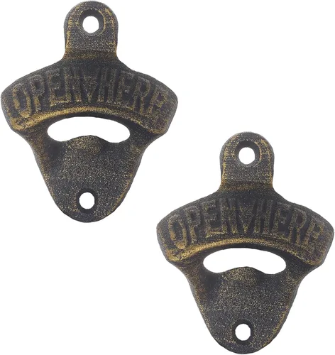 Miniatura 9 de Abrebotellas de hierro fundido de estilo antiguo, montado en la pared, abridor de tapas de cerveza en relieve, abridor superior de botellas