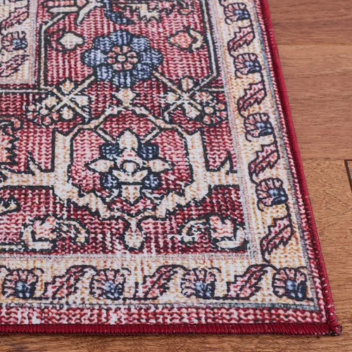 Miniatura 4 de SAFAVIEH Tucson Collection - Alfombra lavable de 2 pies 6 x 8 pies, color beige y rosa, antideslizante, ideal para zonas de alto tráfico en sala