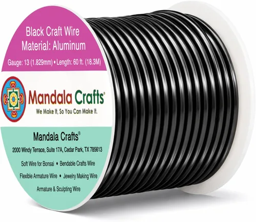 Miniatura 73 de Mandala Crafts - Alambre de aluminio anodizado de 8 calibre para hacer joyas - 9.75 m de alambre flexible negro colorido - Flexible para bonsái