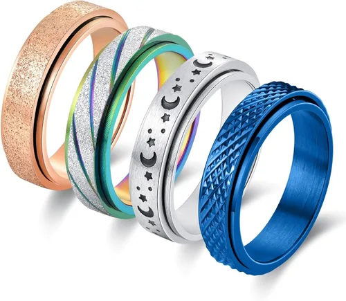 Anillos giratorios para aliviar la ansiedad y la ansiedad para mujeres, 0.236 pulgadas, acero inoxidable, para aliviar la preocupación y el estrés,