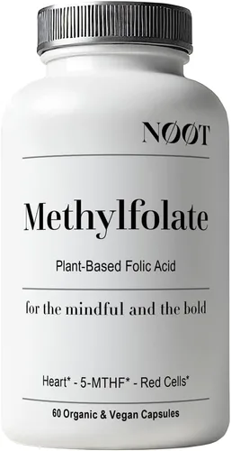 NOOT Metilfolato orgánico 1000 mcg DFE, folato de origen vegetal con 5-MTHF de origen natural para energía, estado de ánimo, metilación, formación