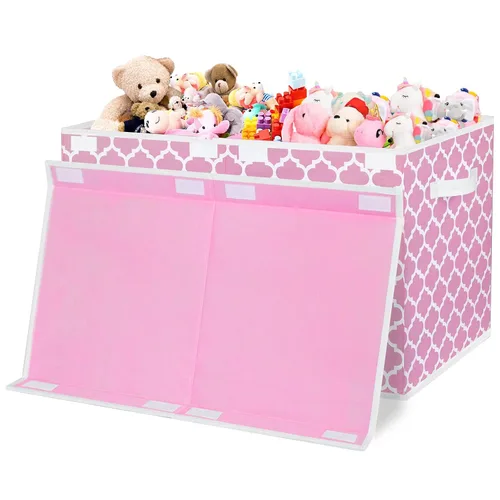 Miniatura 8 de homyfort Caja de juguetes para niñas, niños – Organizadores grandes de cofre de juguetes y cajas de almacenamiento con tapa abatible y divisor