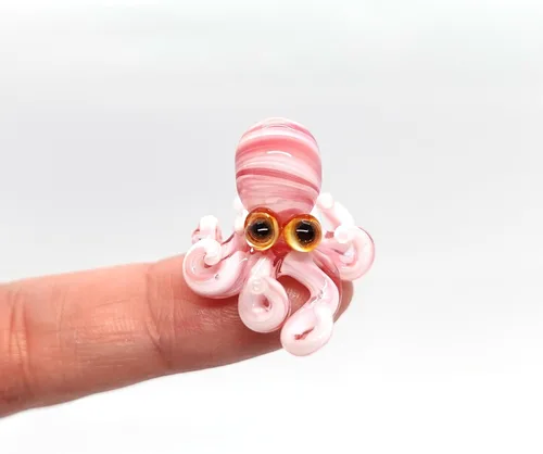 Miniatura 21 de Pulpo diminutas micro figuras sopladas a mano de vidrio de color arte animales coleccionables regalo decoración del hogar (negro)