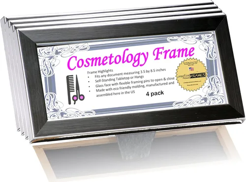 Miniatura 12 de Creative Picture Frames Marcos de licencia negros de 8.5 x 3.5 pulgadas para profesionales de la cosmetología, exhibidores de titulares de licencia