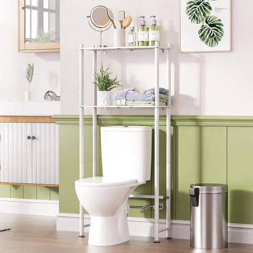 Miniatura 13 de AmazerBath Estante de almacenamiento de bambú sobre el inodoro, estante organizador de baño de 3 niveles sobre el inodoro, estantes de baño