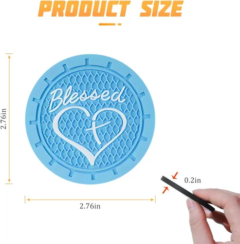 Miniatura 2 de AICEL Paquete de 4 posavasos para automóvil, 2.75 pulgadas, de PVC suave, portavasos para automóvil, diseño cristiano de cruz bendita y corazón