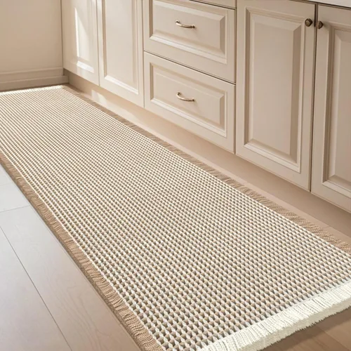 Miniatura 53 de IM HOME Tapete de baño de punto gofre, color caqui, de 24 x 17 pulgadas, tejido bohemio, moderno, absorbente, antideslizante, suave, lavable