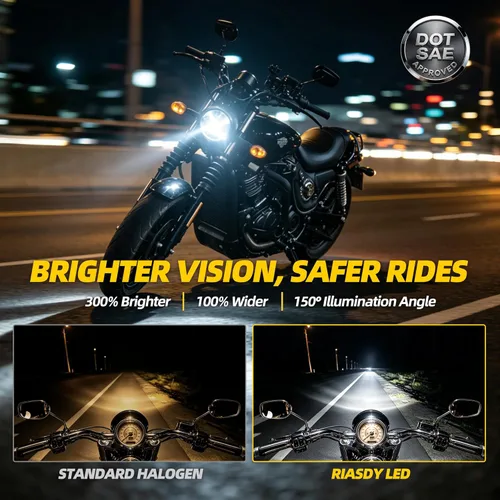 Miniatura 5 de 5.75 pulgadas Faros delanteros LED ámbar X-Style 5-3/4" LED para motocicleta con haz DRL alto/bajo Faro delantero para motocicleta Compatible