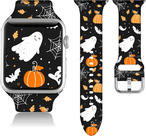 Miniatura 33 de Compatible con Apple Watch de copo de nieve de 38/40/41/42/44/45/46/1.929 in para mujeres y hombres, correa de repuesto de silicona suave para Hojas