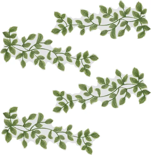 Framendino, Paquete de 4 parches de vid de hojas de bosque verde, apliques de encaje, adornos bordados para decoración de tela, disfraces,