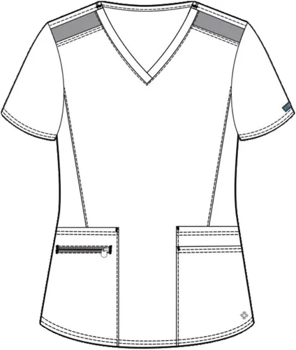 Miniatura 5 de Med Couture Camiseta médica para mujer, cuello en V con 4 bolsillos, ultra suave, elástica en 2 direcciones y tela sin arrugas - MC7468