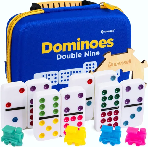 Miniatura 10 de Juego de dominó doble 9 – Juego de dominó para adultos y niños a partir de 8 años – Juego de dominó doble nueve, juegos de mesa clásicos – Juego