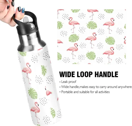 Miniatura 4 de Pink Flamingos Insulated Water Bottle 20 Oz Leakproof Water Bottles, BPA-Free Sport Water Bottle Insulated